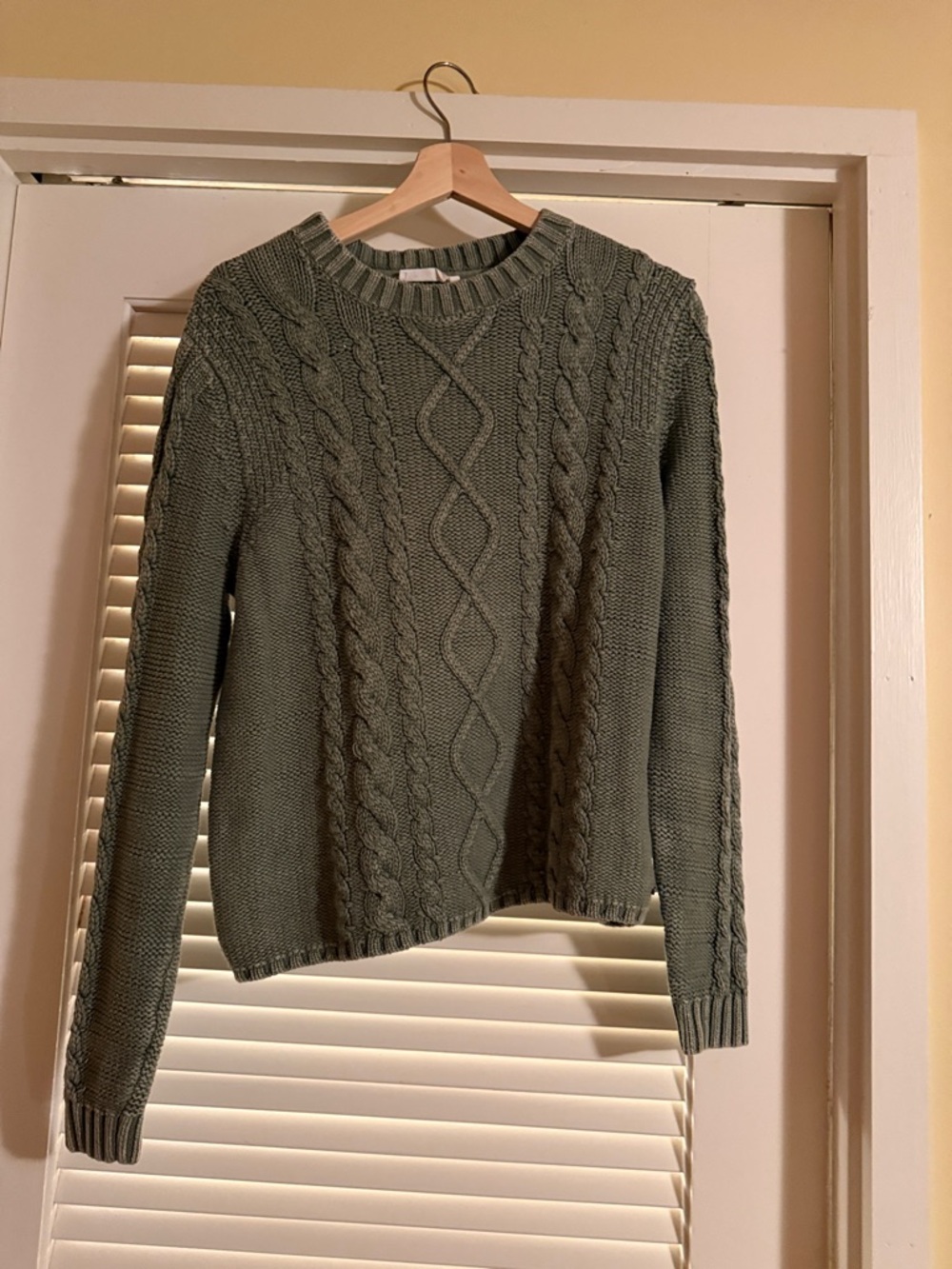 Carve Designs Light Sage Cable Knit Sweater